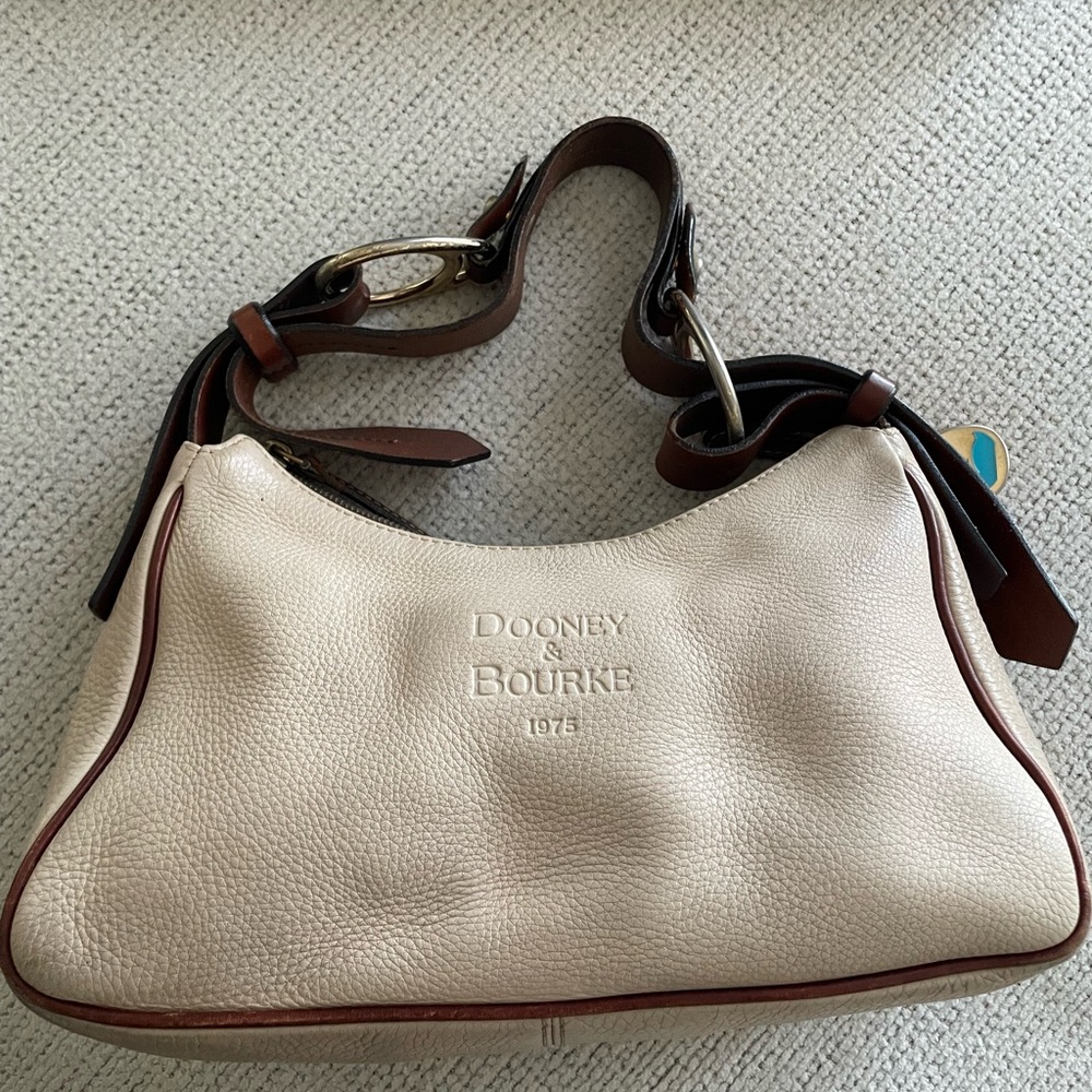 Dooney & Bourke Cream and Brown Hobo Shoulder Bag